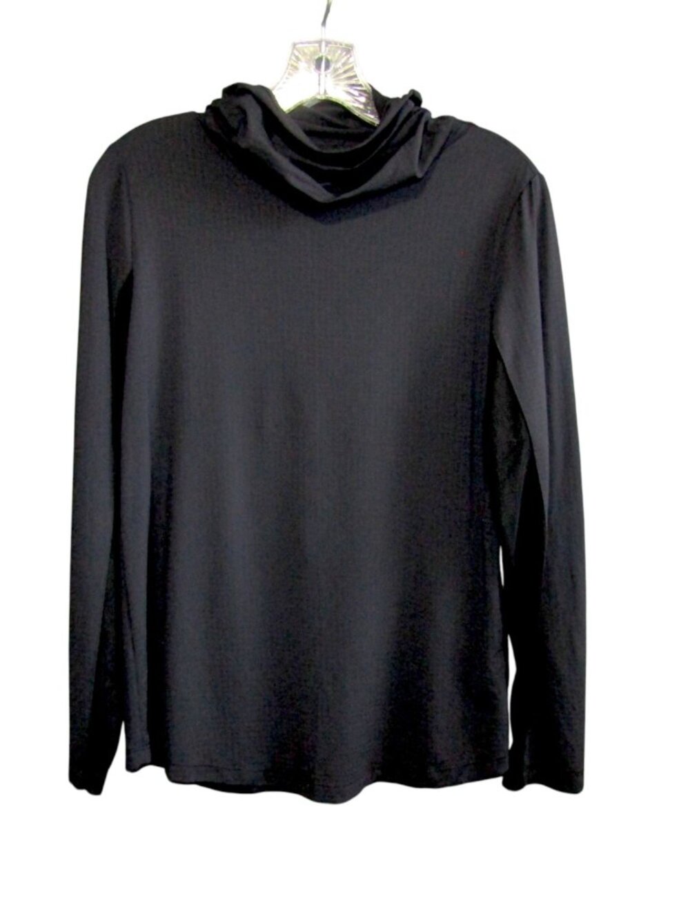 Ibkul Black Cowl Neck Face Mask Top Womens Size M Long Sleeve UPF 50+ Cover